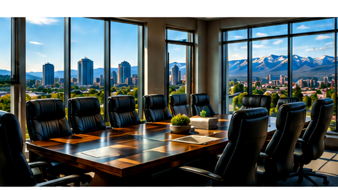Professional conference room with Reno mountain view